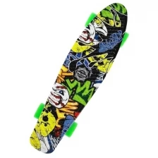Скейтборд R2206, размер 56х15 см, колёса PU, Аbec 7, алюминиевая рама, цвет граффити Onlitop 1738582 .